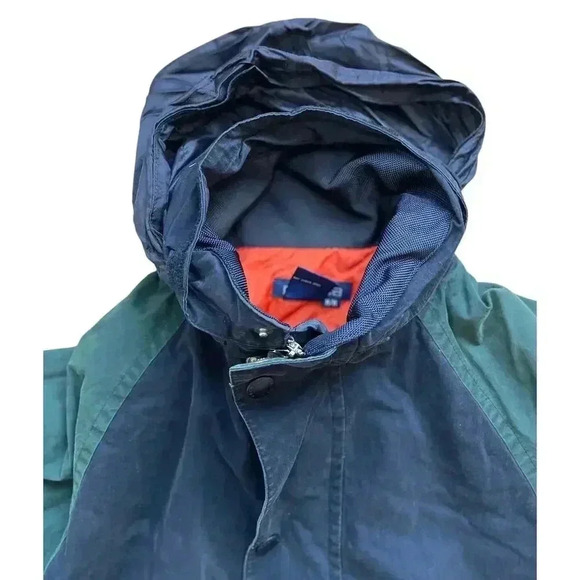 Vintage 90s Nautica Spellout Logo Full Zip Snap Hidden Hood Dad Jacket Sz M - Picture 10 of 14